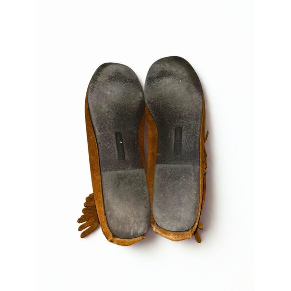 Minnetonka 283 Back Zip Fringe Ankle Boots Suede Brown Women’s Sz 9 w/ Box - Picture 11 of 16